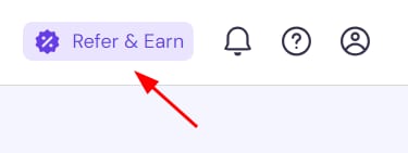 Referral & Earn button in the top menu, highlighted