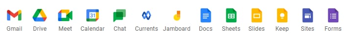Google Workspace app icons row with Calendar icon highlighted in the center