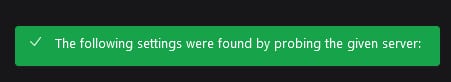 Thunderbird popup saying the server’s settings were found by probing the server