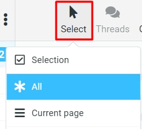 Hostinger Email Select menu button with cursor icon highlighted
