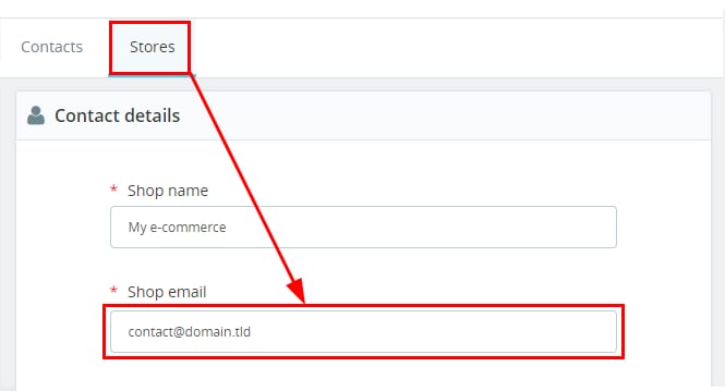 PrestaShop Stores tab and shop email field for contact details