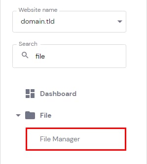 Hostinger File Manager option highlighted in the left sidebar menu