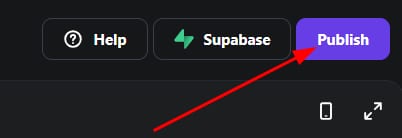 Horizons top bar with the Publish button highlighted