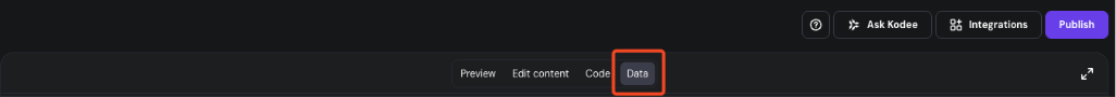 Data tab selected in a dark editor toolbar