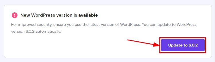 WordPress update notice with highlighted Update to 6.0.2 button