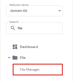 Hostinger hPanel menu with File Manager highlighted in the File section