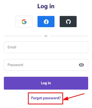Hostinger login screen with the Forgot password? link highlighted at the bottom