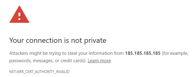 VPS browser warning: Your connection is not private, with ERR_CERT_AUTHORITY_INVALID error
