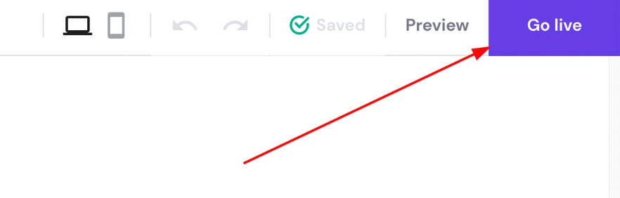 Hostinger Website Builder toolbar with Go live button highlighted