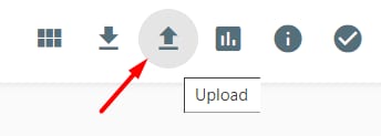 Hostinger file manager upload button highlighted in the toolbar