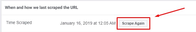 Scrape Again button in URL scrape history panel