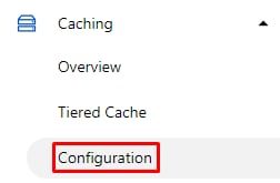 Cloudflare Caching menu with Configuration selected