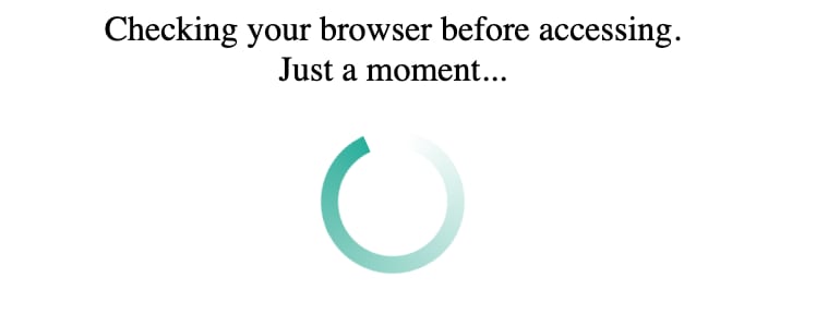 Hostinger CDN browser check loading screen with spinning progress ring